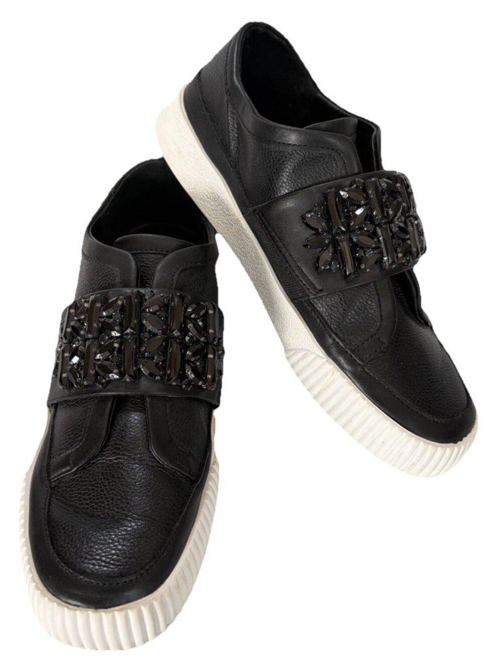 Karl Lagerfeld Paris “Jules” Black Leather Embellished Shoes Size 8